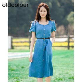 oldcolour欧珂夏季复古牛仔连衣裙港风鱼尾裙女显瘦P22107279