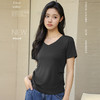 2024夏季新款褶皱收腰显瘦遮肚短袖T恤V领小衫打底上衣SZ2756 商品缩略图3