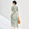 重工钉珠新中式旗袍，改良法式复古雪纺印花连衣裙WLZD-2413206 商品缩略图1