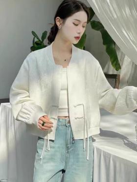 【喜出】9187 提花棒球领休闲盘扣国风外套