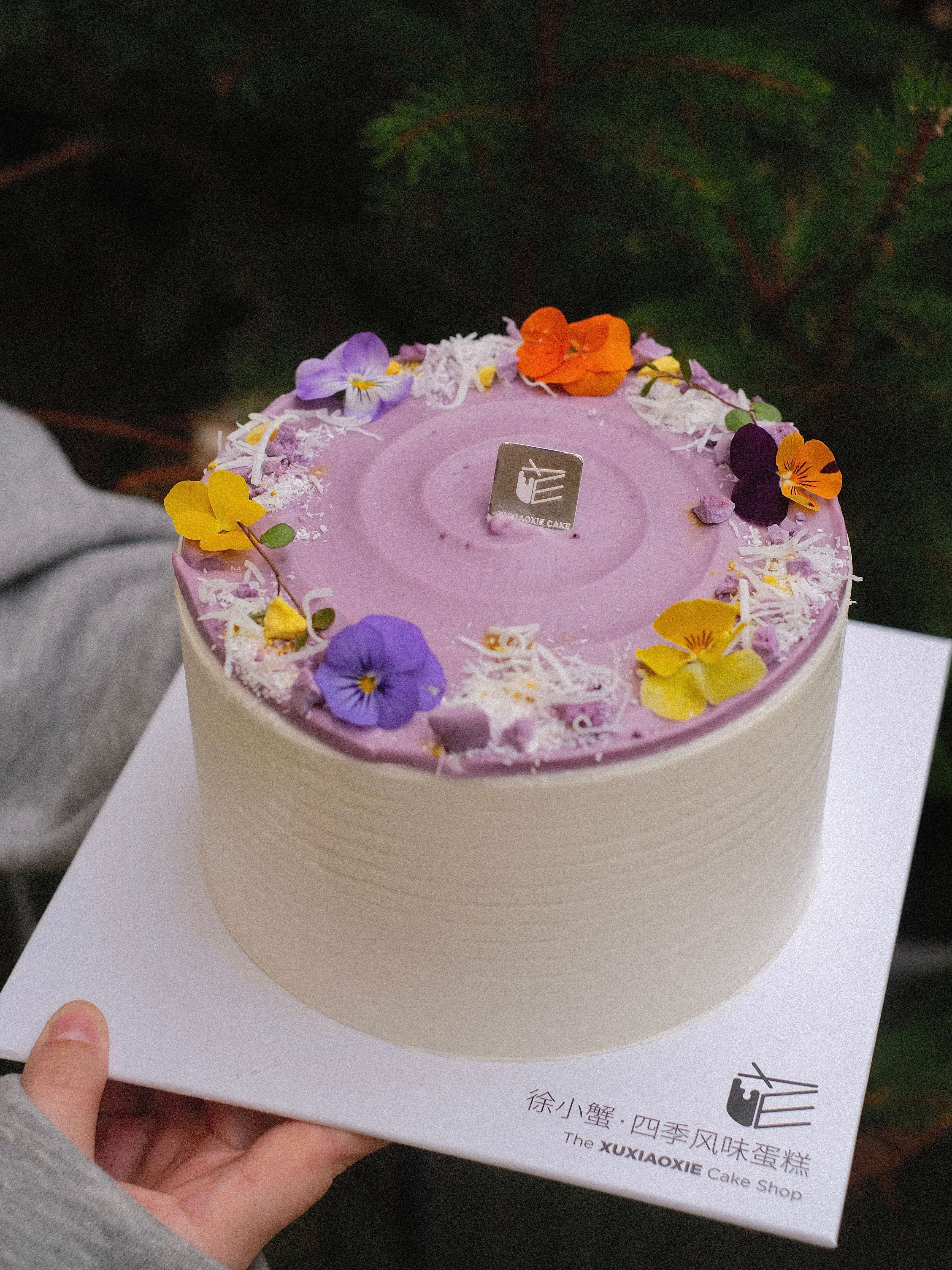 【芋泥咸蛋黄肉松蛋糕】4层胚3层夹心，菠菜胚+手作荔浦芋泥+咸蛋黄肉松，芋见2.0