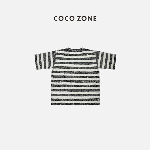 COCO ZONE时尚高级感条纹短袖针织衫圆领套头上衣CC2A0273 商品图1