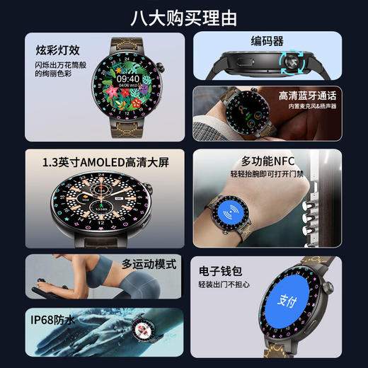 KUMI库觅 GT6 Pro智能手表男女款时尚个性炫彩灯效蓝牙通话NFC门禁离线支付心率血压睡眠监测  商品图1