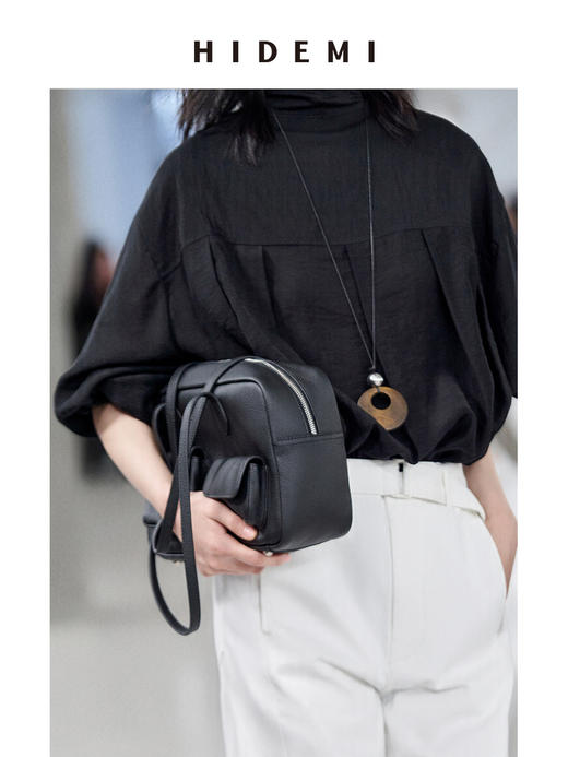 HIDEMI 进口荔枝牛皮togo皮波士顿多功能斜跨手提包 中号 商品图12