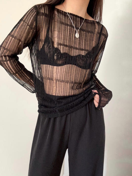 TU｜C04SS24-KW03 圆领针织上衣 [ 黑 / 灰 ] 商品图0