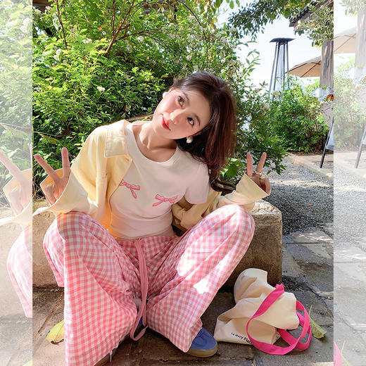 <曾小咸推荐> 【甜心狙击】粉色格子裤 商品图0