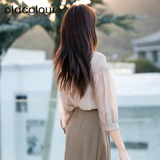 oldcolour欧珂夏季辛苦啊轻薄款莱赛尔天丝纯色衬衫女P22012315 商品图4