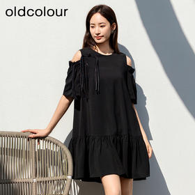 oldcolour欧珂女士露肩吊带装饰连衣裙女气质宽松显瘦P23101401