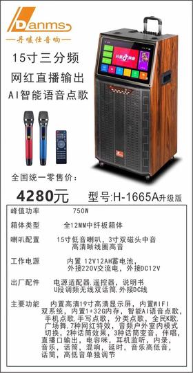 丹唛仕音响15寸三分频AI智能语音点歌