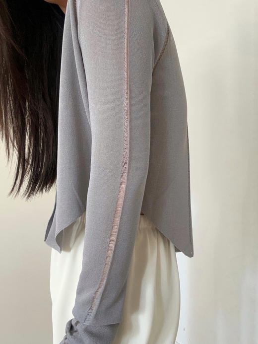 TU｜C04SS24-KW06 醋酸短款针织开衫 [ 黑 / 白 / 灰 ] 商品图11