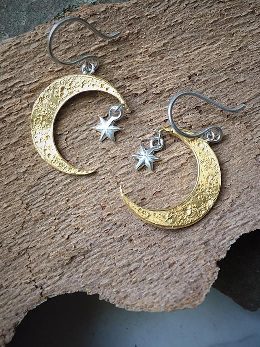 momoko｜18x14mm Crescent Moon & Star Earrings [耳环 3色可选] 商品图5