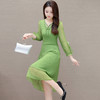 QYM-66280113中式国风雪纺连衣裙新款女装春夏纯色中长款连衣裙 商品缩略图1