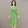 QYM-66280113中式国风雪纺连衣裙新款女装春夏纯色中长款连衣裙 商品缩略图0