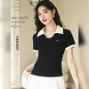 正肩polo领短袖V领宽松版T恤女士夏季设计感小众短款上衣SZ2758 商品缩略图1