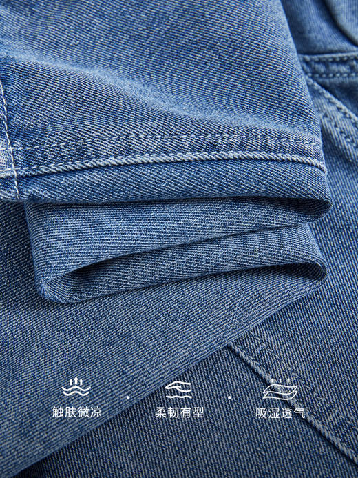 【专属特价】熙世界泡泡袖拼接牛仔连衣裙2025夏季新款气质假两件中长款裙子 商品图3