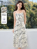 【专属特价】熙世界法式度假风吊带连衣裙女夏新款抽象花卉印花气质雪纺裙子 商品缩略图0