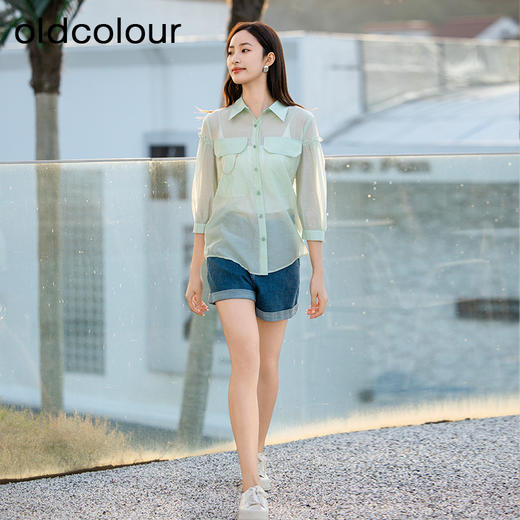 oldcolour欧珂夏季辛苦啊轻薄款莱赛尔天丝纯色衬衫女P22012315 商品图2