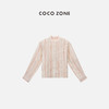 COCO ZONE2024时尚竖条纹长袖衬衫撞色翻领单排扣上衣CC1B0759 商品缩略图0