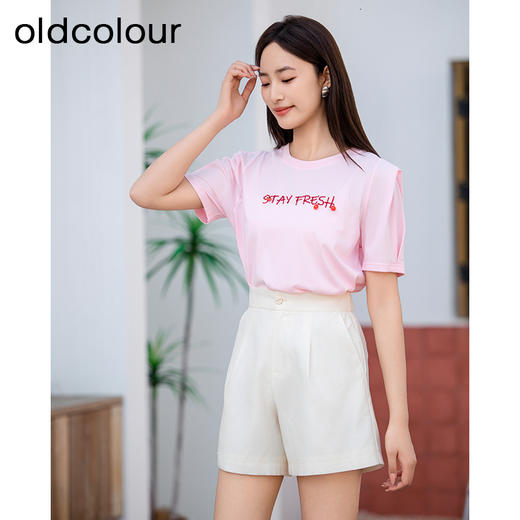 oldcolour欧珂夏季高腰时尚休闲短裤女宽松显瘦阔腿裤女P25071517 商品图2