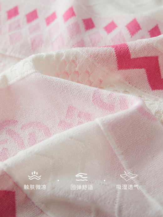 【专属特价】熙世界薄款镂空提花V领针织衫甜美气质短袖冰丝上衣2025夏新款 商品图3