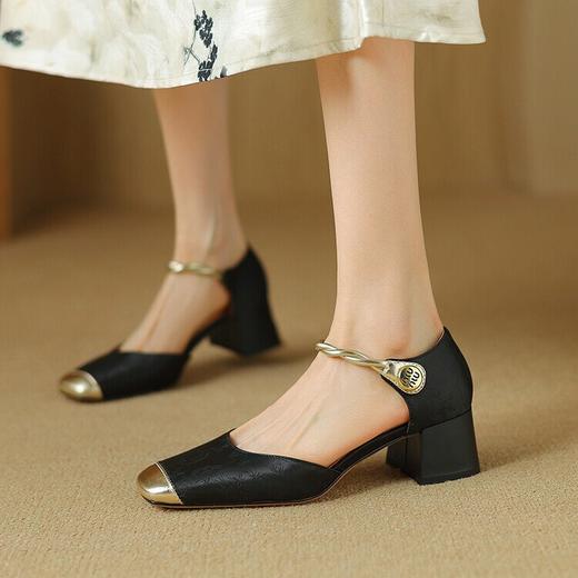 【预售5天】法式复古拼接方头，低跟玛丽珍鞋AMN&TX11-210 商品图5