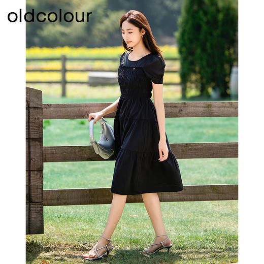 oldcolour欧珂夏季时尚褶皱仙女裙女法式茶歇连衣裙显瘦P23101419 商品图3