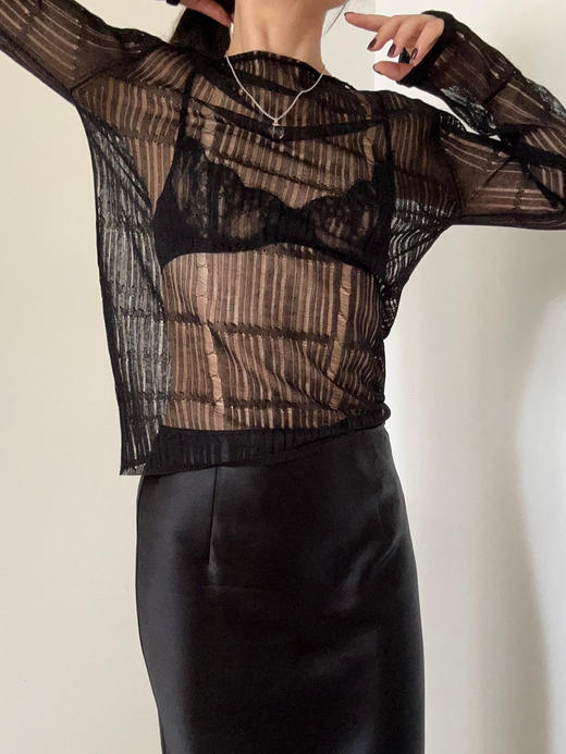 TU｜C04SS24-KW03 圆领针织上衣 [ 黑 / 灰 ] 商品图4