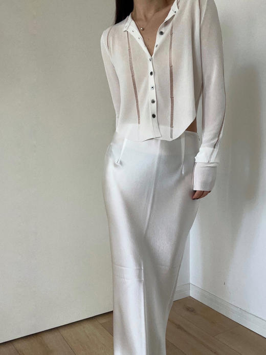 TU｜C04SS24-KW06 醋酸短款针织开衫 [ 黑 / 白 / 灰 ] 商品图2