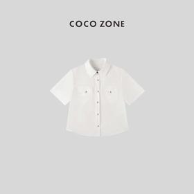 COCO ZONE 夏季通勤风POLO领短袖衬衫 23C18729