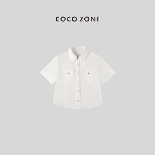 COCO ZONE 夏季通勤风POLO领短袖衬衫 23C18729 商品图0