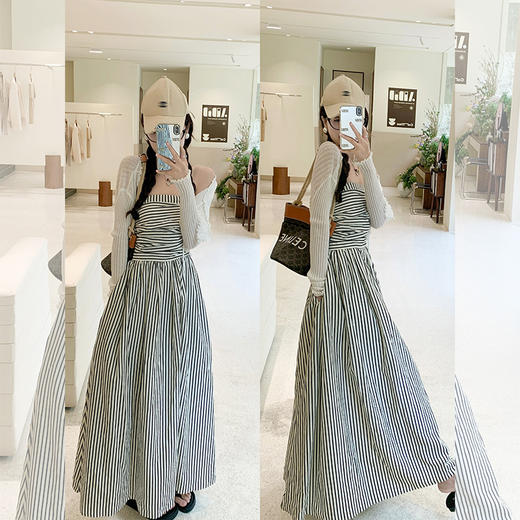 <曾小咸推荐> 【海岛落日】条纹抹胸连衣裙 商品图3