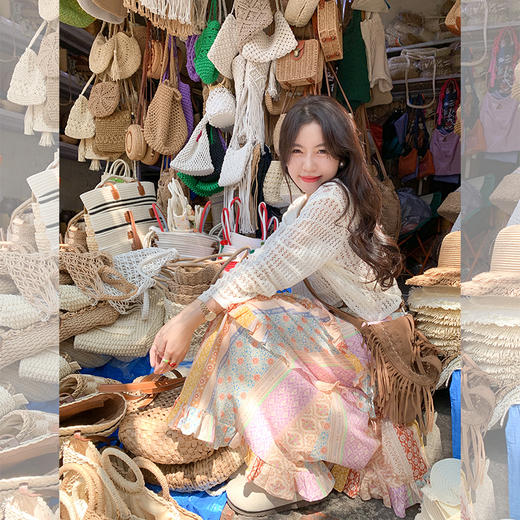 <曾小咸推荐>【北岛风信】镂空上衣+印花半身裙 商品图3