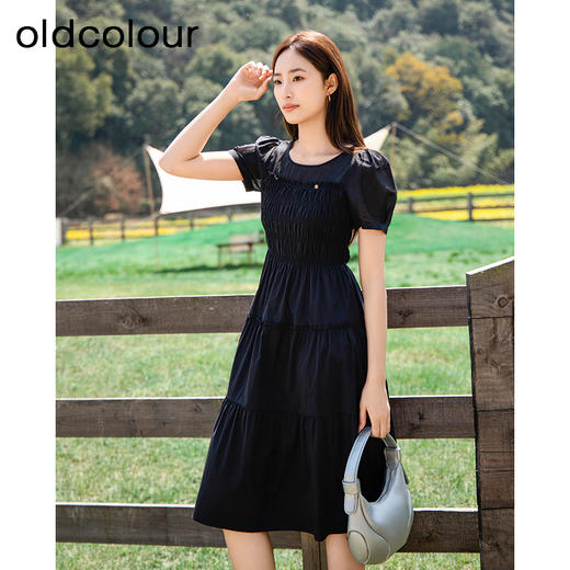 oldcolour欧珂夏季时尚褶皱仙女裙女法式茶歇连衣裙显瘦P23101419 商品图1
