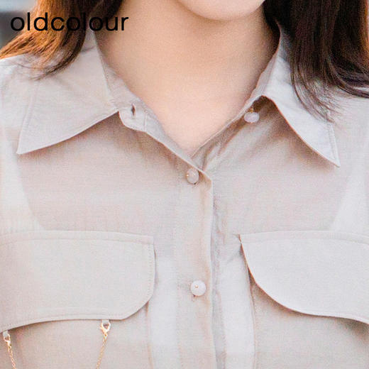 oldcolour欧珂夏季辛苦啊轻薄款莱赛尔天丝纯色衬衫女P22012315 商品图3