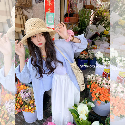 <曾小咸推荐> 【街头漫步】蓝色衬衫+背心半裙套装 商品图1