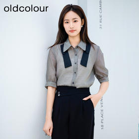 oldcolour欧珂夏季通勤简约舒适短袖衬衫女P24012233