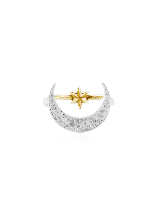 momoko｜silver Crescent Moon vs gold Star Ring [戒指] 商品图0