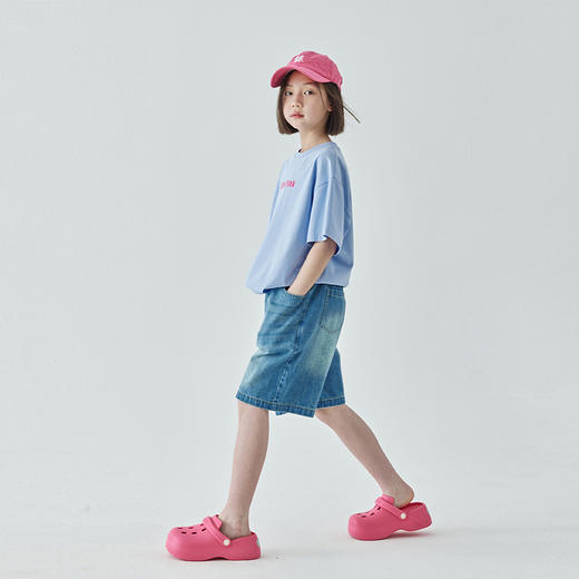 棵初夏季新品亲子款水洗牛仔短裤中大童百搭蓝色休闲五分裤 商品图4