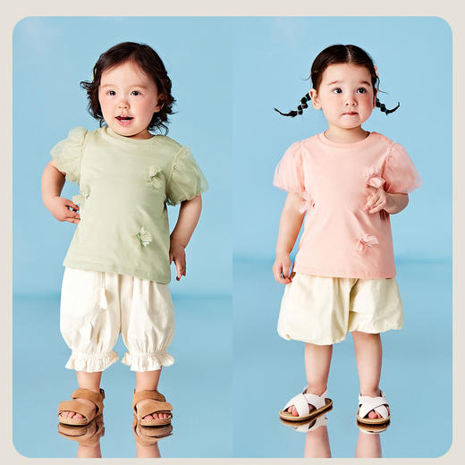 迷你巴拉女童短袖T恤夏季新款宝宝纯棉甜美透气儿童上衣 商品图2