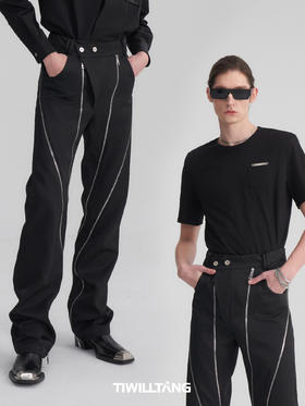 TIWILLTANG启世录 EXTENSION X型门襟休闲拉链长裤修身