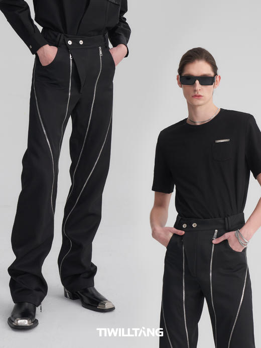 TIWILLTANG启世录 EXTENSION X型门襟休闲拉链长裤修身 商品图0