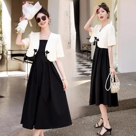 【预订·最迟6天发货】新中式国风连衣裙女2024年夏季新款减龄收腰显瘦吊带裙套装两件套