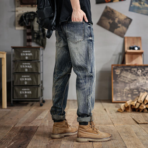 【夏季薄款】【新款DDJ】大依优型大码潮款直筒牛仔裤长裤男舒适休闲简约百搭加肥加大男装裤子纯棉 商品图3