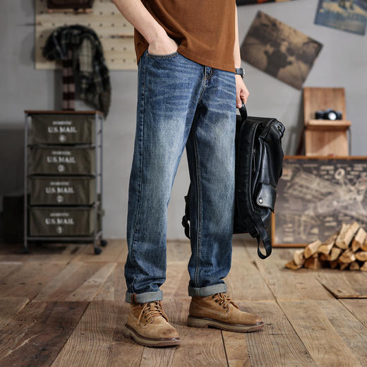 【夏季薄款】【新款DDJ】大依优型大码潮款直筒牛仔裤长裤男舒适休闲简约百搭加肥加大男装裤子纯棉 商品图2