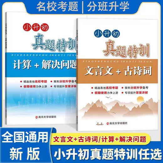 小升初真题特训文言文+古诗词计算+解决问题各地名校考题聚焦分班升学备考专项提升答案详解小学升初中训练练习 商品图0