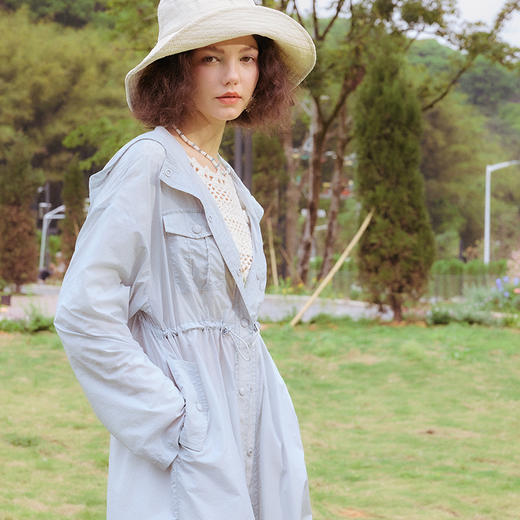 [沐光]防晒系列两三事蓝色大门2024夏新款休闲连帽防晒外套女宽松 商品图3