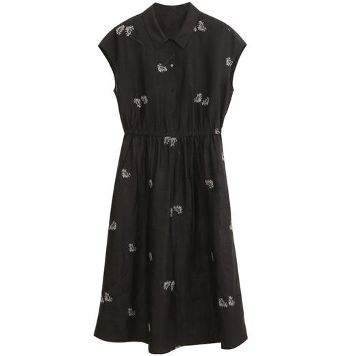 玳莎香云纱连衣裙2024夏日新品100%桑蚕丝收腰显瘦盖袖中长款裙子  EB35102 商品图4