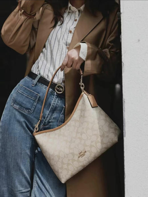Coach Laurel单肩包carryall奶茶色老花2024新款 商品图3