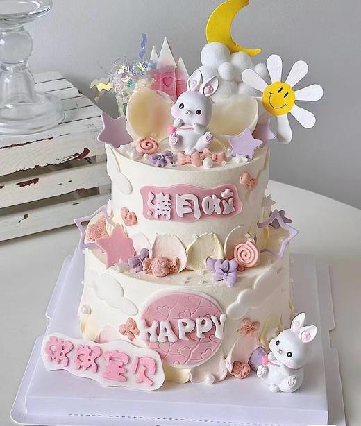 【臻品系列】--半翻糖【双层粉色可爱兔】 商品图0