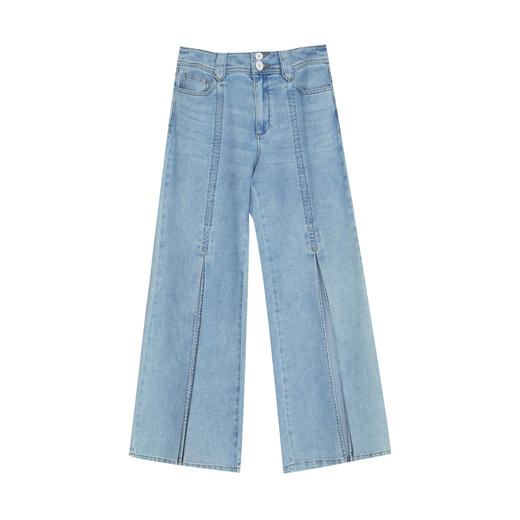 谜底开叉牛仔裤女2022夏季新款高腰显瘦阔腿微喇叭裤子222MK0515 商品图4